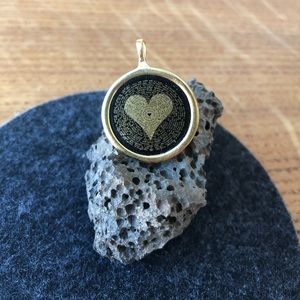 Gold Heart Pendant with Microscopic Love Message